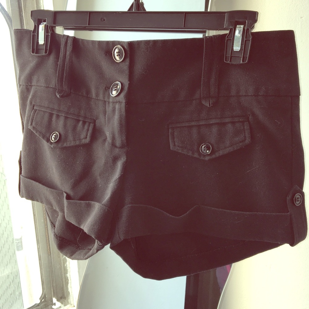 Cuffed Black Suit Shorts